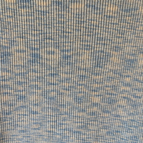 LPA Blue Knit Woven Ribbed Bodycon Tie Front Short Sleeved Scoop Neck Mini Dress - Picture 8 of 15